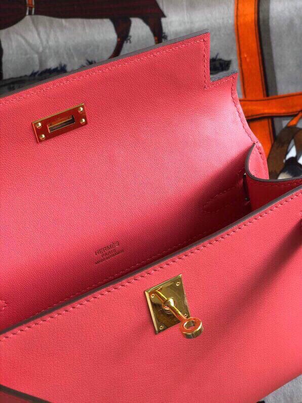 에르메스 미니 켈리백22 립스틱 핑크 금장 스위프트